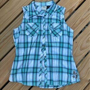 Harley Davidson Button up sleeveless shirt